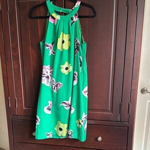 Floral Bright Green Halter Dress